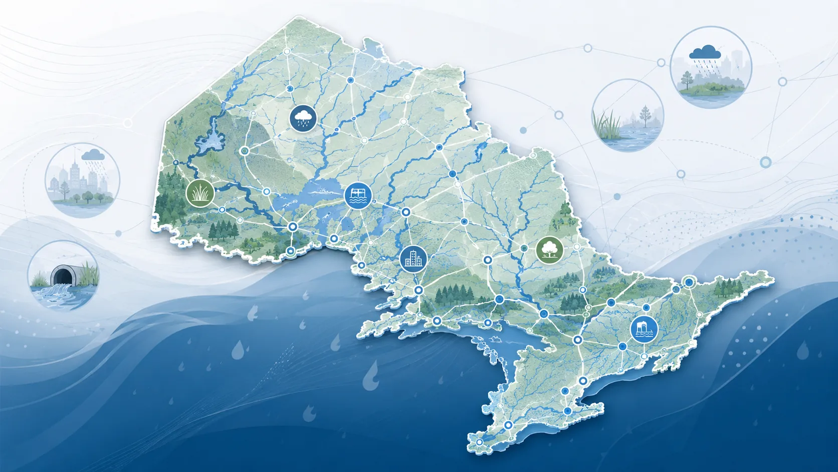 Watershed network and environmental flow map